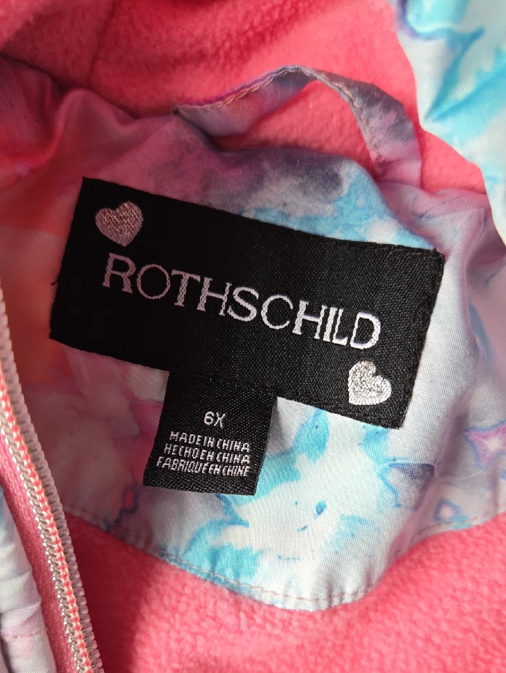 Rothschild 6X Girls' Winter Pink Snowbibs with Pastel Tie-Dye Jacket